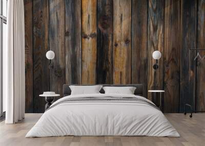 Old wooden background. Vertical striped format. Wall mural