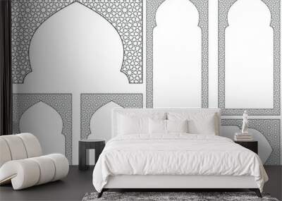 A set of six design elements. . Ornament in Arabic geometric style. Arc, two frames proportion A4, two frames 2 x1 proportion and bonus element Wall mural