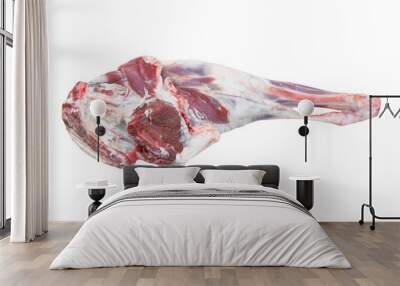 Fresh raw lamb leg isolated on white background. Fresh lamb meat isolated. Wall mural