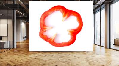 Fresh red pepper slice isolated on white background Wall mural