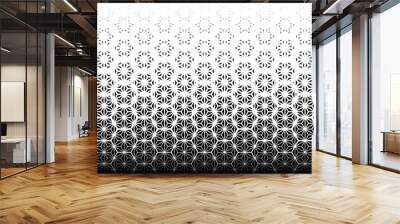 Geometric pattern of black figures on a white background.Seamless in one direction.Option with a AVERAGE fade out.Ray method.Additional hexagonal grid Wall mural