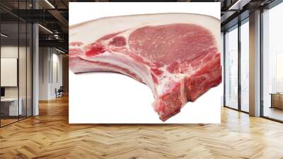 Carbonate pork cutlet on a bone isolated on a white background Wall mural