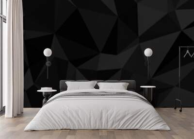 Abstract horizontal banner or background of triangles in black colors. Wall mural