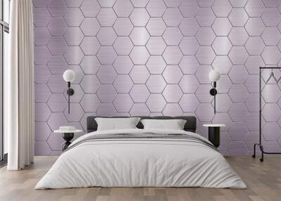 Abstract metallic background in purple colors with highlights, consisting of voluminous convex hexagonal plates Wall mural