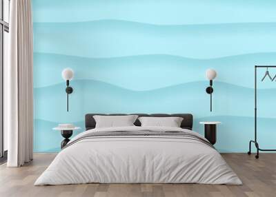 Abstract seamless pattern of wavy lines with shadows in light blue colors Wall mural