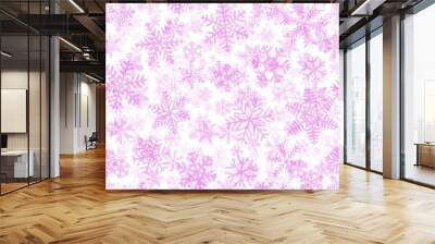 Christmas seamless pattern of snowflakes, purple on white background Wall mural