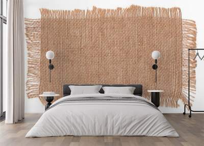 Texture sack background with frayed edges on white background Wall mural