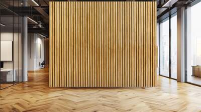 Wood slats, timber battens wall pattern surface texture. Wall mural