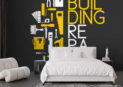 Building and house repair tools. Wall mural