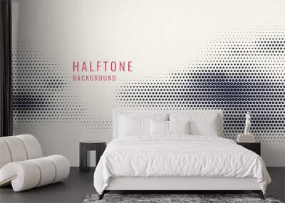 Monochrome printing raster, abstract vector halftone background. Black and white texture of dots. Wall mural