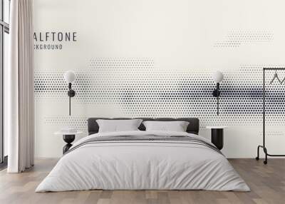 Monochrome printing raster, abstract vector halftone background. Black and white texture of dots. Wall mural