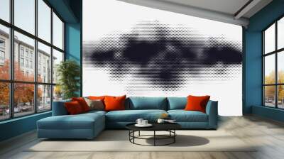 Monochrome printing raster, abstract vector halftone background. Black and white texture of dots. Wall mural