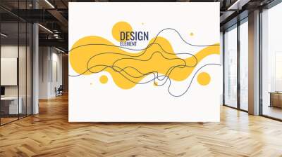 Organic forms with dynamic waves and lines on light background. Wall mural