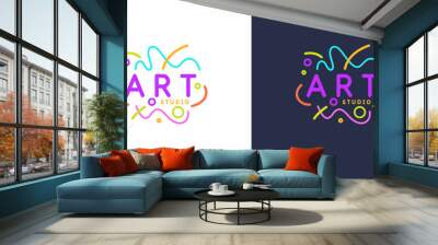 Original linear image of the art Studio. Isolated vector emblem. Illustration in simple flat style. Wall mural