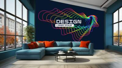 Poster with dynamic waves. Vector illustration in minimal style. Abstract background. Wall mural