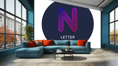 The letter N of the Latin alphabet. Display character in a bright contemporary style. Wall mural