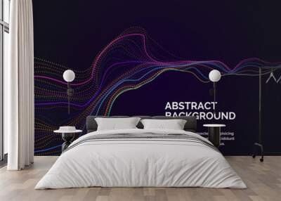 Vector abstract background with a colored dynamic waves, line and particles. Wall mural