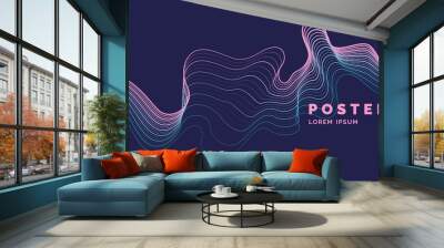 Vector abstract background with a colored dynamic waves, line and particles. Wall mural