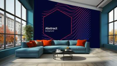 Vector abstract background with dynamic waves, line and particles. Wall mural