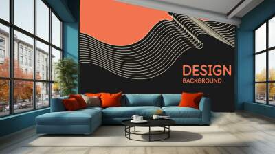 Vector abstract background with dynamic waves and lines. Wall mural