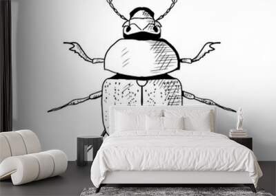 Illustration of a scarab beetle. Vector sketch. Isolated on white. Hand-drawn style. Wall mural