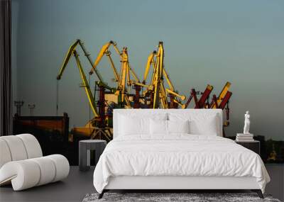 Port cranes at sunset Wall mural