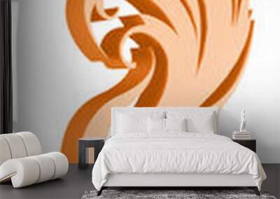 3D illustration render of abstract fire symbol of different shapes and colors on a transparent background Wall mural