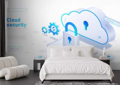 Cloud security white banner Wall mural