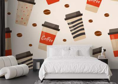 Coffee cup seamless pattern Wall mural