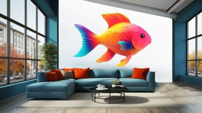 Colorful tropical fish 3d render on isolated background. Wall mural