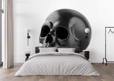 Detailed black human skull 3d render illustration on isolated white background Wall mural