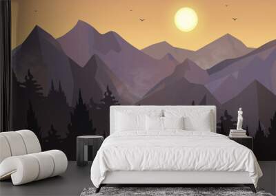 Mountains evening landscape Wall mural