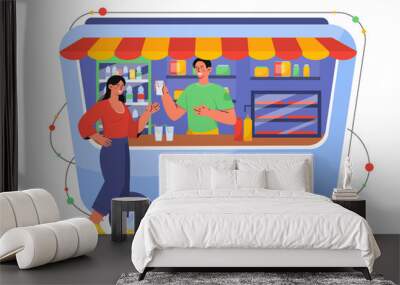 Street food shopper concept Wall mural