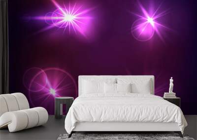 Vector Light Effects Collection, Bright Purple Shine Elements. Wall mural