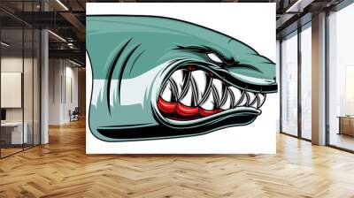 Angry shark head colored Wall mural