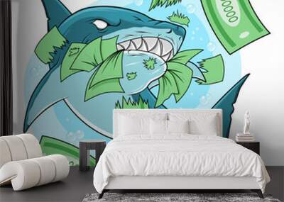 Shark eats money Wall mural