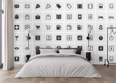 100 Universal Icons For Web and Mobile Wall mural