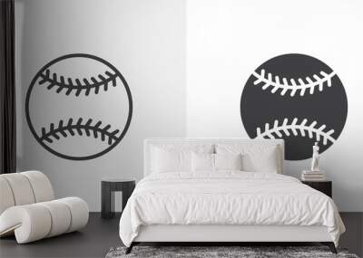 Baseball ball icon. line and glyph version, outline and filled vector sign. Baseball sport game linear and full pictogram. Symbol, logo illustration. Different style icons set Wall mural