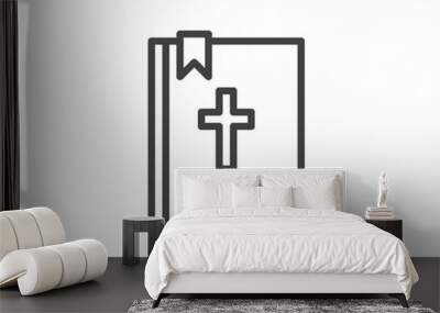 Bible book with cross outline icon. linear style sign for mobile concept and web design. Holy Bible simple line vector icon. Symbol, logo illustration. Pixel perfect vector graphics Wall mural