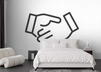 Business handshake line icon, outline vector sign, linear style pictogram isolated on white. Agreement, Shaking hands symbol, logo illustration. Editable stroke Wall mural