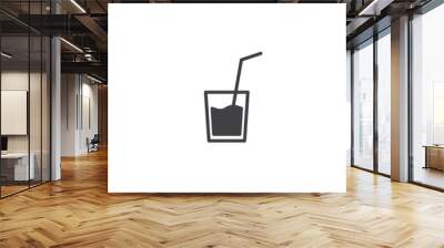 Cocktail glass with straw different style icon set Wall mural