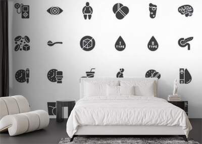 Diabetes treatment vector icons set Wall mural