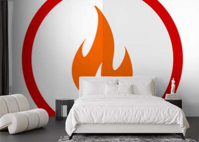 Fire warning flat icon, vector sign, colorful pictogram isolated on white. Symbol, logo illustration. Flat style design Wall mural