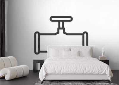 Gas pipe line icon. linear style sign for mobile concept and web design. Pipe and valve outline vector icon. Symbol, logo illustration. Vector graphics Wall mural