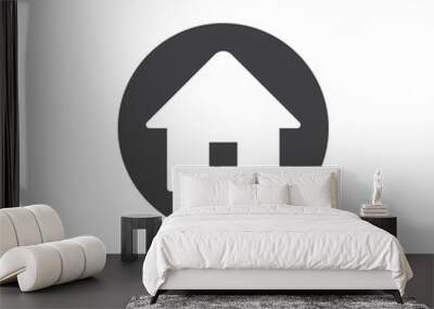 Home flat icon. Round simple button, circular vector sign. Flat style design Wall mural