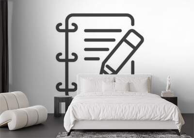 Notebook Pencil outline icon. linear style sign for mobile concept and web design. Take note simple line vector icon. Edit Symbol, logo illustration. Pixel perfect vector graphics Wall mural