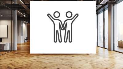 People friendship line icon. linear style sign for mobile concept and web design. Two friends with raised hands outline vector icon. Symbol, logo illustration. Vector graphics Wall mural