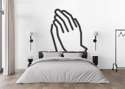 Praying hands line icon Wall mural