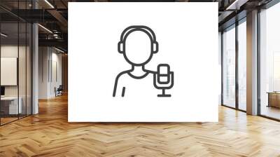 Radio host worker line icon. linear style sign for mobile concept and web design. Radio DJ with headset microphone outline vector icon. Symbol, logo illustration. Vector graphics Wall mural