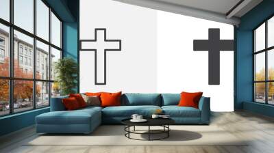 Religion cross icon. line and glyph version, outline and filled vector sign. Holy cross linear and full pictogram. Symbol, logo illustration. Different style icons set Wall mural